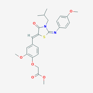 molecular formula C25H28N2O6S B298467 Methyl [4-({3-isobutyl-2-[(4-methoxyphenyl)imino]-4-oxo-1,3-thiazolidin-5-ylidene}methyl)-2-methoxyphenoxy]acetate 
