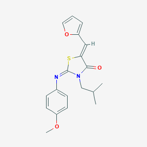 molecular formula C19H20N2O3S B298468 5-(2-Furylmethylene)-3-isobutyl-2-[(4-methoxyphenyl)imino]-1,3-thiazolidin-4-one 
