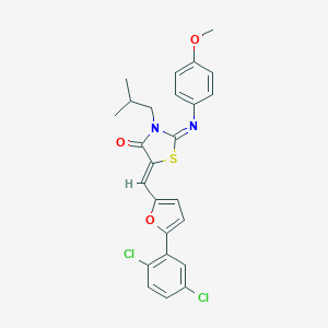 molecular formula C25H22Cl2N2O3S B298469 5-{[5-(2,5-Dichlorophenyl)-2-furyl]methylene}-3-isobutyl-2-[(4-methoxyphenyl)imino]-1,3-thiazolidin-4-one 