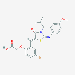 molecular formula C23H23BrN2O5S B298470 [4-Bromo-2-({3-isobutyl-2-[(4-methoxyphenyl)imino]-4-oxo-1,3-thiazolidin-5-ylidene}methyl)phenoxy]acetic acid 