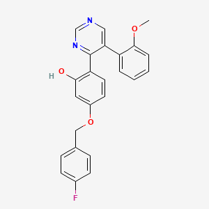 molecular formula C24H19FN2O3 B2984710 5-[(4-Fluorophenyl)methoxy]-2-[5-(2-methoxyphenyl)pyrimidin-4-yl]phenol CAS No. 877789-01-0