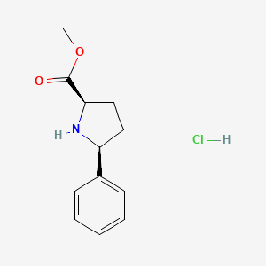 molecular formula C12H16ClNO2 B2984712 甲基 (2R,5S)-5-苯基吡咯烷-2-甲酸盐 CAS No. 1421838-89-2
