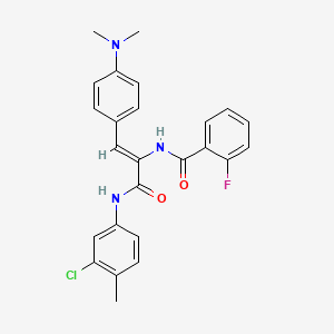 molecular formula C25H23ClFN3O2 B2984715 (Z)-N-(3-((3-chloro-4-methylphenyl)amino)-1-(4-(dimethylamino)phenyl)-3-oxoprop-1-en-2-yl)-2-fluorobenzamide CAS No. 330159-50-7