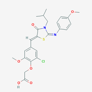molecular formula C24H25ClN2O6S B298472 [2-Chloro-4-({3-isobutyl-2-[(4-methoxyphenyl)imino]-4-oxo-1,3-thiazolidin-5-ylidene}methyl)-6-methoxyphenoxy]acetic acid 