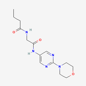 molecular formula C14H21N5O3 B2984721 N-(2-((2-morpholinopyrimidin-5-yl)amino)-2-oxoethyl)butyramide CAS No. 1798490-00-2