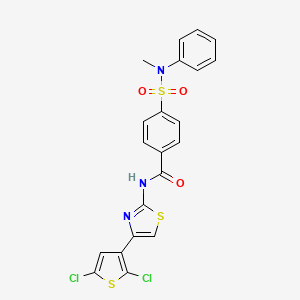 molecular formula C21H15Cl2N3O3S3 B2984731 N-[4-(2,5-dichlorothiophen-3-yl)-1,3-thiazol-2-yl]-4-[methyl(phenyl)sulfamoyl]benzamide CAS No. 325977-02-4