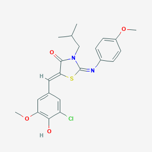 molecular formula C22H23ClN2O4S B298474 5-(3-Chloro-4-hydroxy-5-methoxybenzylidene)-3-isobutyl-2-[(4-methoxyphenyl)imino]-1,3-thiazolidin-4-one 