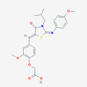 molecular formula C24H26N2O6S B298477 [4-({3-Isobutyl-2-[(4-methoxyphenyl)imino]-4-oxo-1,3-thiazolidin-5-ylidene}methyl)-2-methoxyphenoxy]acetic acid 