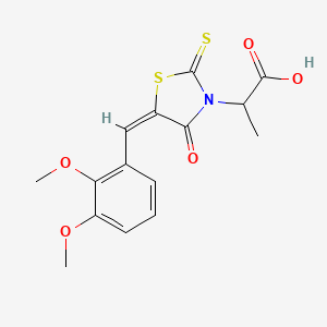 molecular formula C15H15NO5S2 B2984784 2-[(5E)-5-[(2,3-二甲氧基苯基)亚甲基]-4-氧代-2-硫代亚甲基-1,3-噻唑烷-3-基]丙酸 CAS No. 836642-86-5