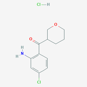 molecular formula C12H15Cl2NO2 B2984786 5-Chloro-2-(oxane-3-carbonyl)aniline hydrochloride CAS No. 1955540-49-4