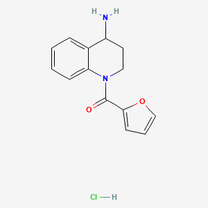 molecular formula C14H15ClN2O2 B2984790 (4-氨基-3,4-二氢喹啉-1(2H)-基)(呋喃-2-基)甲酮盐酸盐 CAS No. 2155855-10-8