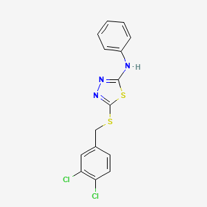 molecular formula C15H11Cl2N3S2 B2984801 5-[(3,4-dichlorobenzyl)sulfanyl]-N-phenyl-1,3,4-thiadiazol-2-amine CAS No. 866041-98-7