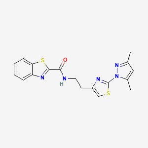 molecular formula C18H17N5OS2 B2984802 N-(2-(2-(3,5-dimethyl-1H-pyrazol-1-yl)thiazol-4-yl)ethyl)benzo[d]thiazole-2-carboxamide CAS No. 1421498-92-1