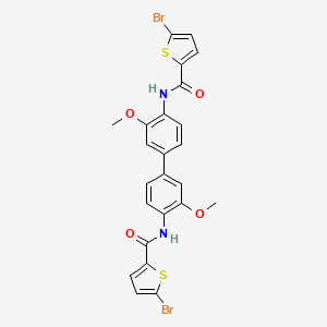 molecular formula C24H18Br2N2O4S2 B2984810 5-bromo-N-[4-[4-[(5-bromothiophene-2-carbonyl)amino]-3-methoxyphenyl]-2-methoxyphenyl]thiophene-2-carboxamide CAS No. 391224-11-6
