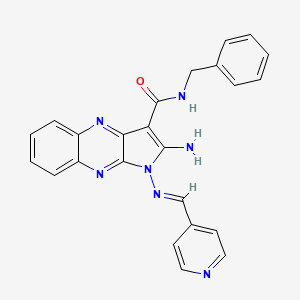 (E)-2-amino-N-benzyl-1-((pyridin-4-ylmethylene)amino)-1H-pyrrolo[2,3-b]quinoxaline-3-carboxamide