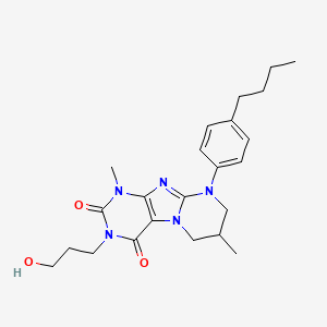 B2984828 9-(4-butylphenyl)-3-(3-hydroxypropyl)-1,7-dimethyl-7,8-dihydro-6H-purino[7,8-a]pyrimidine-2,4-dione CAS No. 887864-29-1