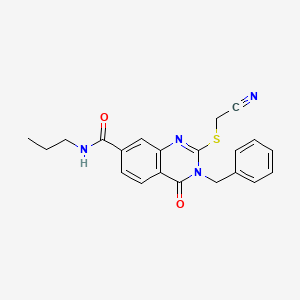 molecular formula C21H20N4O2S B2984834 3-苄基-2-((氰甲基硫基)-4-氧代-N-丙基-3,4-二氢喹唑啉-7-羧酰胺 CAS No. 946270-39-9