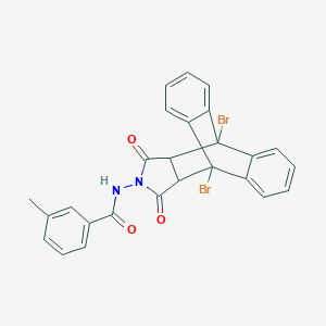 molecular formula C26H18Br2N2O3 B298484 N-(1,8-dibromo-16,18-dioxo-17-azapentacyclo[6.6.5.02,7.09,14.015,19]nonadeca-2,4,6,9,11,13-hexaen-17-yl)-3-methylbenzamide 