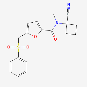 molecular formula C18H18N2O4S B2984849 5-[(benzenesulfonyl)methyl]-N-(1-cyanocyclobutyl)-N-methylfuran-2-carboxamide CAS No. 1281174-58-0