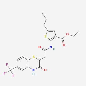 molecular formula C21H21F3N2O4S2 B2984854 2-({[3-氧代-6-(三氟甲基)-3,4-二氢-2H-1,4-苯并噻嗪-2-基]乙酰}氨基)-5-丙硫噻吩-3-甲酸乙酯 CAS No. 1105199-09-4