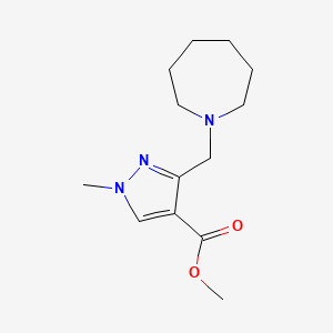 molecular formula C13H21N3O2 B2984856 Methyl 3-(azepan-1-ylmethyl)-1-methylpyrazole-4-carboxylate CAS No. 1975118-78-5