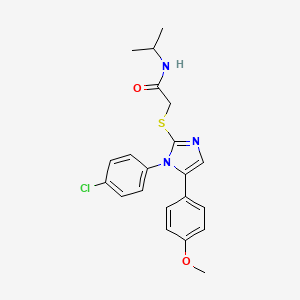 molecular formula C21H22ClN3O2S B2984871 2-((1-(4-chlorophenyl)-5-(4-methoxyphenyl)-1H-imidazol-2-yl)thio)-N-isopropylacetamide CAS No. 1226453-54-8