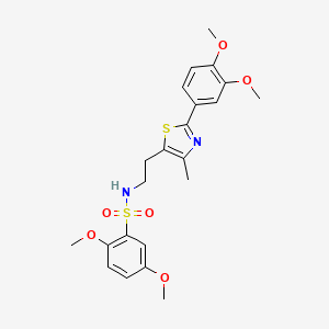 molecular formula C22H26N2O6S2 B2984873 N-[2-[2-(3,4-dimethoxyphenyl)-4-methyl-1,3-thiazol-5-yl]ethyl]-2,5-dimethoxybenzenesulfonamide CAS No. 873010-68-5