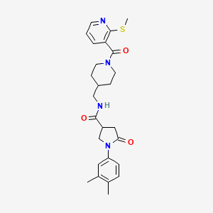 molecular formula C26H32N4O3S B2984876 1-(3,4-二甲基苯基)-N-((1-(2-(甲硫基)烟酰基)哌啶-4-基)甲基)-5-氧代吡咯烷-3-羧酰胺 CAS No. 1235319-36-4