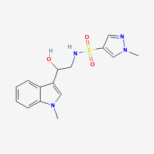 molecular formula C15H18N4O3S B2984879 N-(2-hydroxy-2-(1-methyl-1H-indol-3-yl)ethyl)-1-methyl-1H-pyrazole-4-sulfonamide CAS No. 2034408-36-9