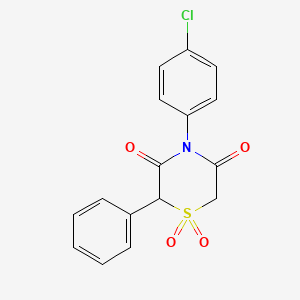 molecular formula C16H12ClNO4S B2984885 4-(4-Chlorophenyl)-2-phenyl-1lambda~6~,4-thiazinane-1,1,3,5-tetraone CAS No. 339109-49-8