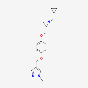 molecular formula C18H23N3O2 B2984886 4-[[4-[[1-(Cyclopropylmethyl)aziridin-2-yl]methoxy]phenoxy]methyl]-1-methylpyrazole CAS No. 2418663-02-0