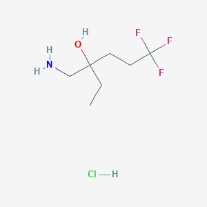 molecular formula C7H15ClF3NO B2984887 3-(Aminomethyl)-6,6,6-trifluorohexan-3-ol hydrochloride CAS No. 2138414-79-4