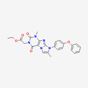 molecular formula C25H23N5O5 B2984897 ethyl 2-(1,7-dimethyl-2,4-dioxo-8-(4-phenoxyphenyl)-1H-imidazo[2,1-f]purin-3(2H,4H,8H)-yl)acetate CAS No. 887467-93-8