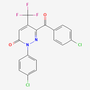 molecular formula C18H9Cl2F3N2O2 B2984907 6-(4-Chlorobenzoyl)-2-(4-chlorophenyl)-5-(trifluoromethyl)pyridazin-3-one CAS No. 478043-60-6
