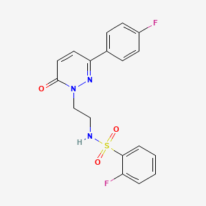 molecular formula C18H15F2N3O3S B2984909 2-fluoro-N-(2-(3-(4-fluorophenyl)-6-oxopyridazin-1(6H)-yl)ethyl)benzenesulfonamide CAS No. 921879-53-0