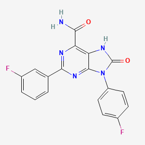 molecular formula C18H11F2N5O2 B2984911 2-(3-fluorophenyl)-9-(4-fluorophenyl)-8-oxo-8,9-dihydro-7H-purine-6-carboxamide CAS No. 869068-91-7