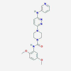molecular formula C22H25N7O3 B2984930 N-(2,5-二甲氧基苯基)-4-(6-(吡啶-3-基氨基)吡嗪-3-基)哌嗪-1-甲酰胺 CAS No. 1021250-21-4