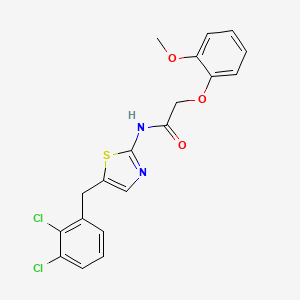 molecular formula C19H16Cl2N2O3S B2984938 N-[5-(2,3-二氯苯甲基)-1,3-噻唑-2-基]-2-(2-甲氧基苯氧基)乙酰胺 CAS No. 301176-50-1