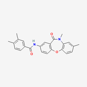 molecular formula C24H22N2O3 B2984939 N-(8,10-dimethyl-11-oxo-10,11-dihydrodibenzo[b,f][1,4]oxazepin-2-yl)-3,4-dimethylbenzamide CAS No. 922009-47-0