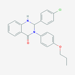 molecular formula C23H21ClN2O2 B298494 2-(4-chlorophenyl)-3-(4-propoxyphenyl)-2,3-dihydro-4(1H)-quinazolinone 