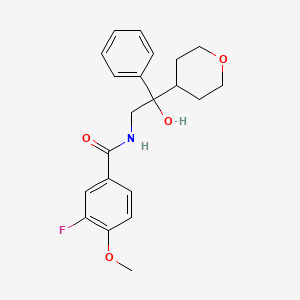 molecular formula C21H24FNO4 B2984952 3-fluoro-N-(2-hydroxy-2-phenyl-2-(tetrahydro-2H-pyran-4-yl)ethyl)-4-methoxybenzamide CAS No. 2034239-48-8