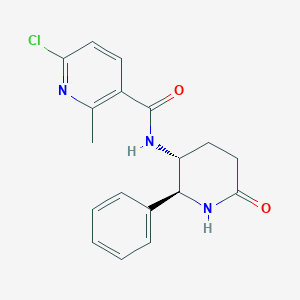 molecular formula C18H18ClN3O2 B2984958 6-Chloro-2-methyl-N-[(2S,3R)-6-oxo-2-phenylpiperidin-3-yl]pyridine-3-carboxamide CAS No. 2418597-08-5