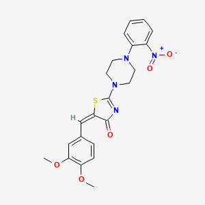 molecular formula C22H22N4O5S B2984971 (E)-5-(3,4-dimethoxybenzylidene)-2-(4-(2-nitrophenyl)piperazin-1-yl)thiazol-4(5H)-one CAS No. 714941-70-5