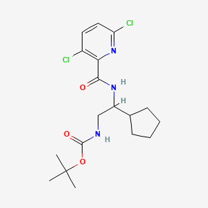 molecular formula C18H25Cl2N3O3 B2984976 tert-butyl N-{2-cyclopentyl-2-[(3,6-dichloropyridin-2-yl)formamido]ethyl}carbamate CAS No. 1808750-29-9