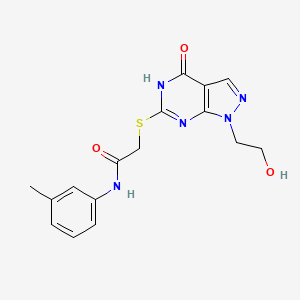 2-((1-(2-hydroxyethyl)-4-oxo-4,5-dihydro-1H-pyrazolo[3,4-d]pyrimidin-6-yl)thio)-N-(m-tolyl)acetamide