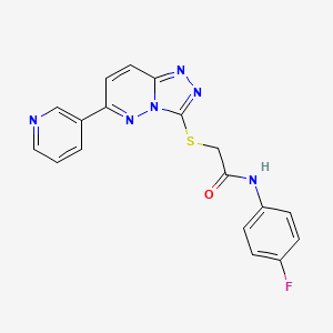 molecular formula C18H13FN6OS B2984986 N-(4-fluorophenyl)-2-[(6-pyridin-3-yl-[1,2,4]triazolo[4,3-b]pyridazin-3-yl)sulfanyl]acetamide CAS No. 894057-96-6
