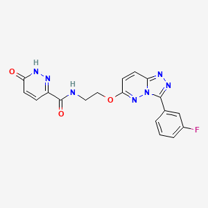 molecular formula C18H14FN7O3 B2984991 N-(2-((3-(3-氟苯基)-[1,2,4]三唑并[4,3-b]哒嗪-6-基)氧基)乙基)-6-氧代-1,6-二氢哒嗪-3-甲酰胺 CAS No. 1203070-47-6