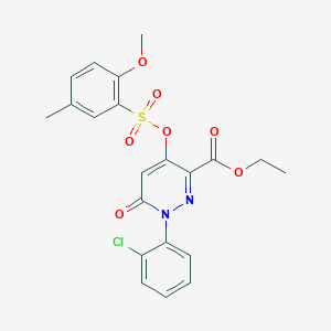 molecular formula C21H19ClN2O7S B2984996 Ethyl 1-(2-chlorophenyl)-4-(((2-methoxy-5-methylphenyl)sulfonyl)oxy)-6-oxo-1,6-dihydropyridazine-3-carboxylate CAS No. 900008-36-8