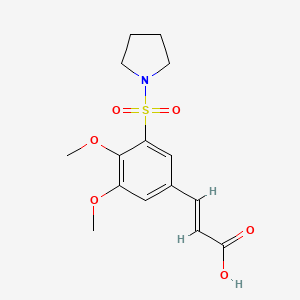 molecular formula C15H19NO6S B2985002 (E)-3-(3,4-dimethoxy-5-(pyrrolidin-1-ylsulfonyl)phenyl)acrylic acid CAS No. 326882-30-8