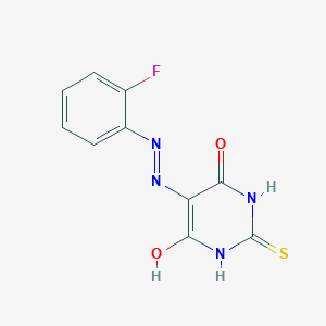 molecular formula C10H7FN4O2S B2985004 5-[(E)-2-(2-fluorophenyl)diazenyl]-2-sulfanyl-4,6-pyrimidinediol CAS No. 1173305-20-8